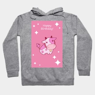 "Happy Birthday" Pink Cow Hoodie